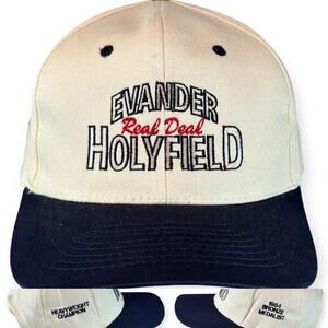 Vintage Evander‎ Holyfield Real Deal Embroidered Two Tone Snapback Hat Cap